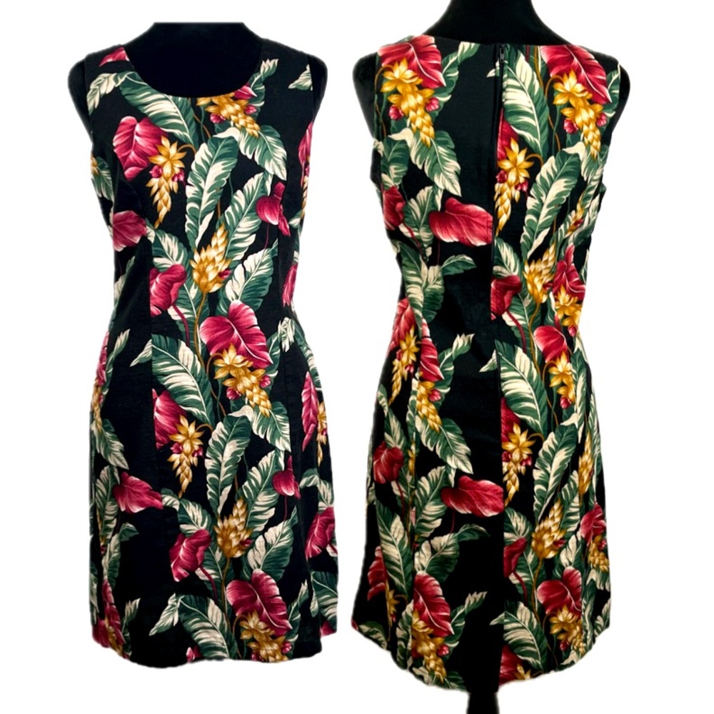 VTG Hawaiian Dress M 100% Cotton Multicolor Paradise Floral Print Kona Malia